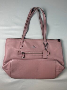 Coach Purse Dusty Rose Leather Tote Bag Over the Shoulder Straps